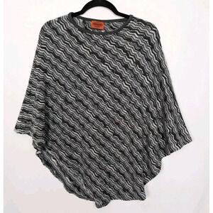 MISSONI Made In Italy One Size Zig Zag Chevron Wool Blend Poncho Sweater Cape